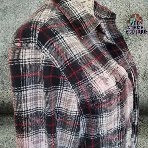 Custom Flannel Shirt, Gothic Skull Coffee Pot Grunge Button-Up Medium - Picture 7 of 11